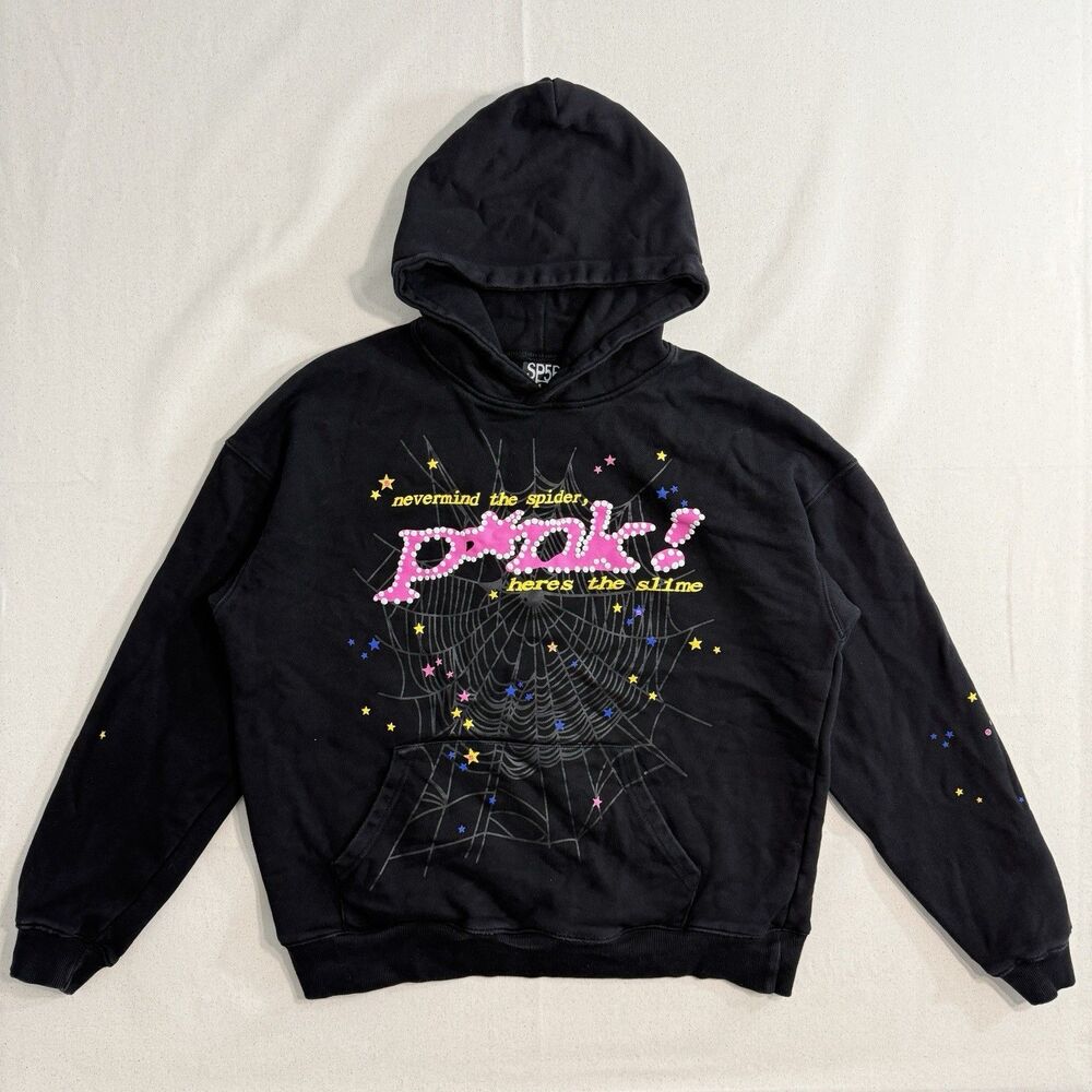 Sp5der Hoodie Men's Size Large (run Small)  Black Sp5der Worldwide Hoodie